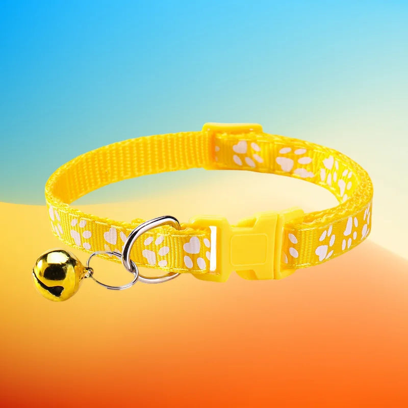 Cute Printed Cat Collars with Bells Adjustable 12pcs Set