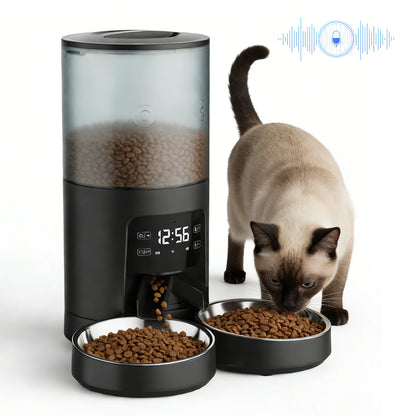 6L Automatic Dual Bowl Pet Feeder Timed Cat & Dog Food Dispenser