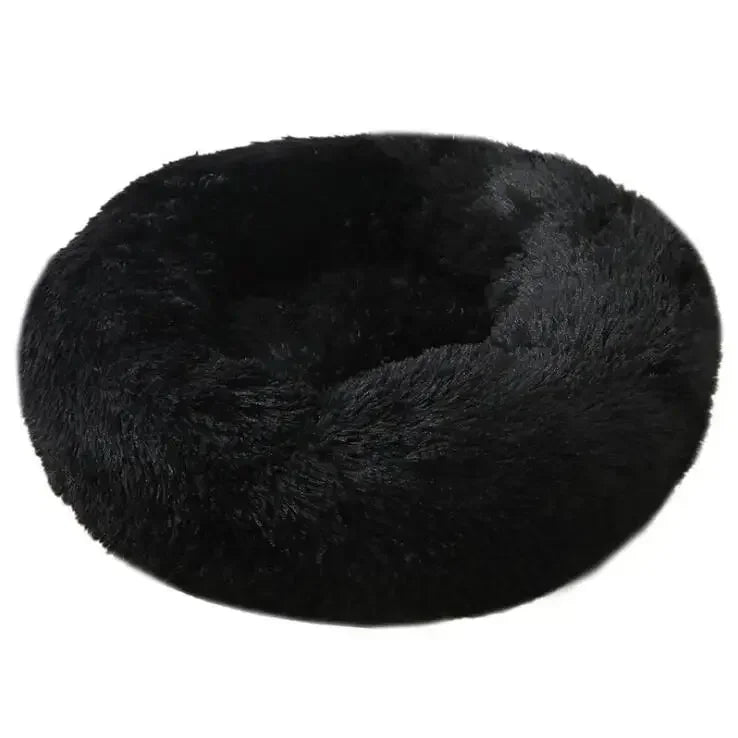 Round Plush Donut Dog Bed  Calming Sofa Bed for Cats & Dogs