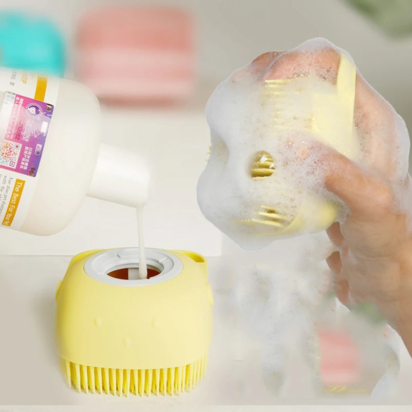 Pet Bath Massage Gloves Soft Silicone Grooming for Cats & Dogs