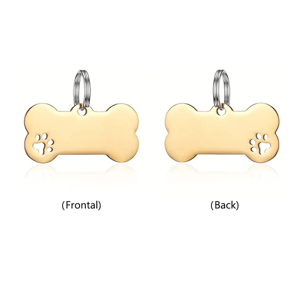 Personalized Pet ID Tag with Bone Pendant Custom Name Tag