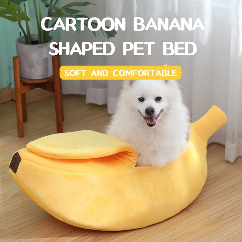 Banana-Shaped Cat Bed Cozy & Portable Pet House for Cats & Dogs