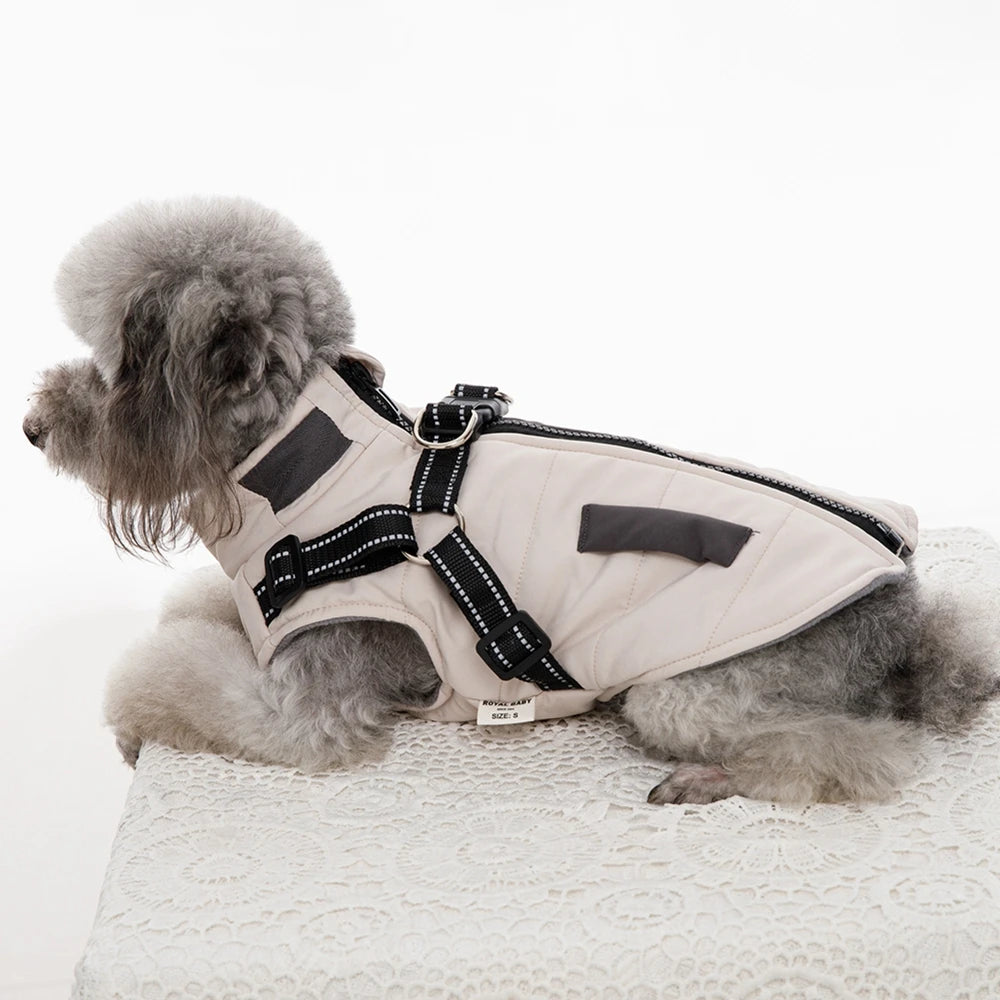 Winter Warm Dog Jacket with Harness Waterproof Pet Coat