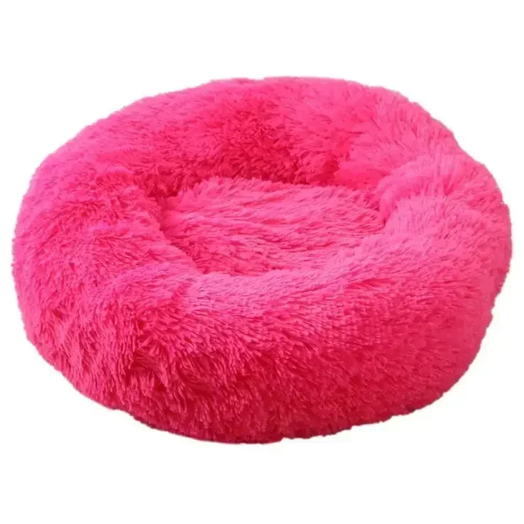 Round Plush Donut Dog Bed  Calming Sofa Bed for Cats & Dogs