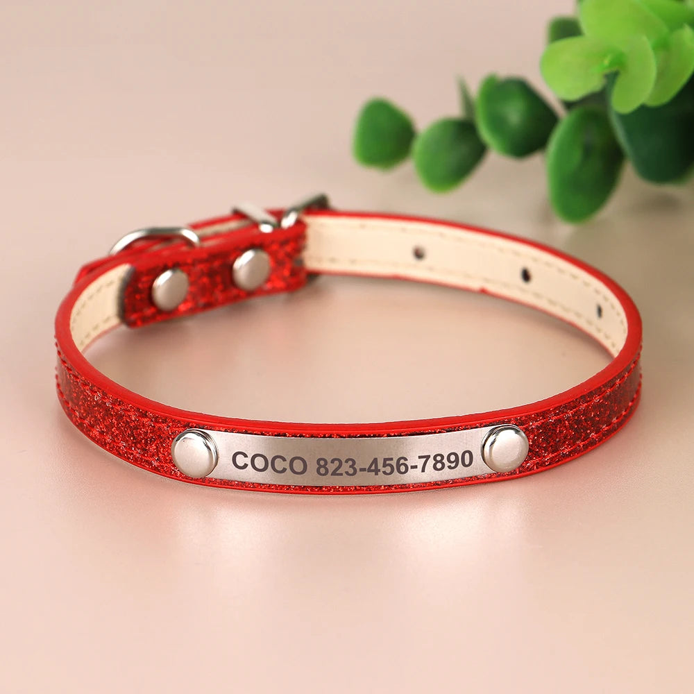 Personalized Cat & Dog Collar  Custom Leather ID Necklace