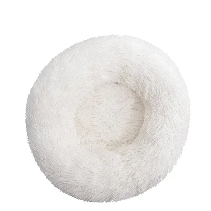 Round Plush Donut Dog Bed  Calming Sofa Bed for Cats & Dogs