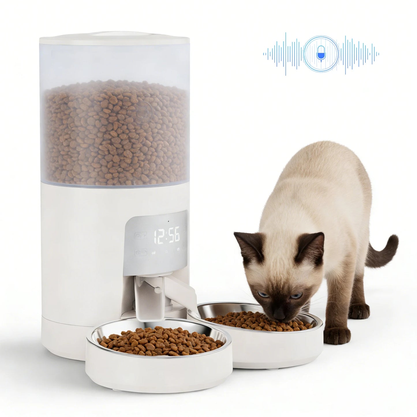 6L Automatic Dual Bowl Pet Feeder Timed Cat & Dog Food Dispenser