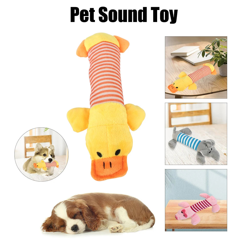 Cute Fleece Plush Squeaky Toys for Dogs & Cats Fun Chew Dolls