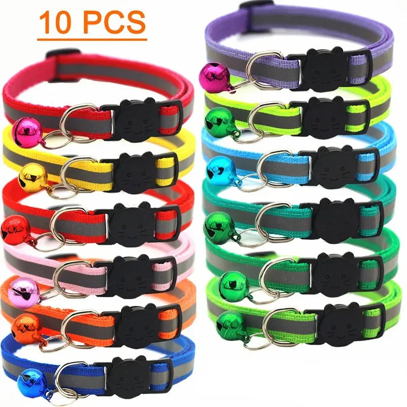 10-Pack Cat Collars Adjustable Kitten Collar with Bell